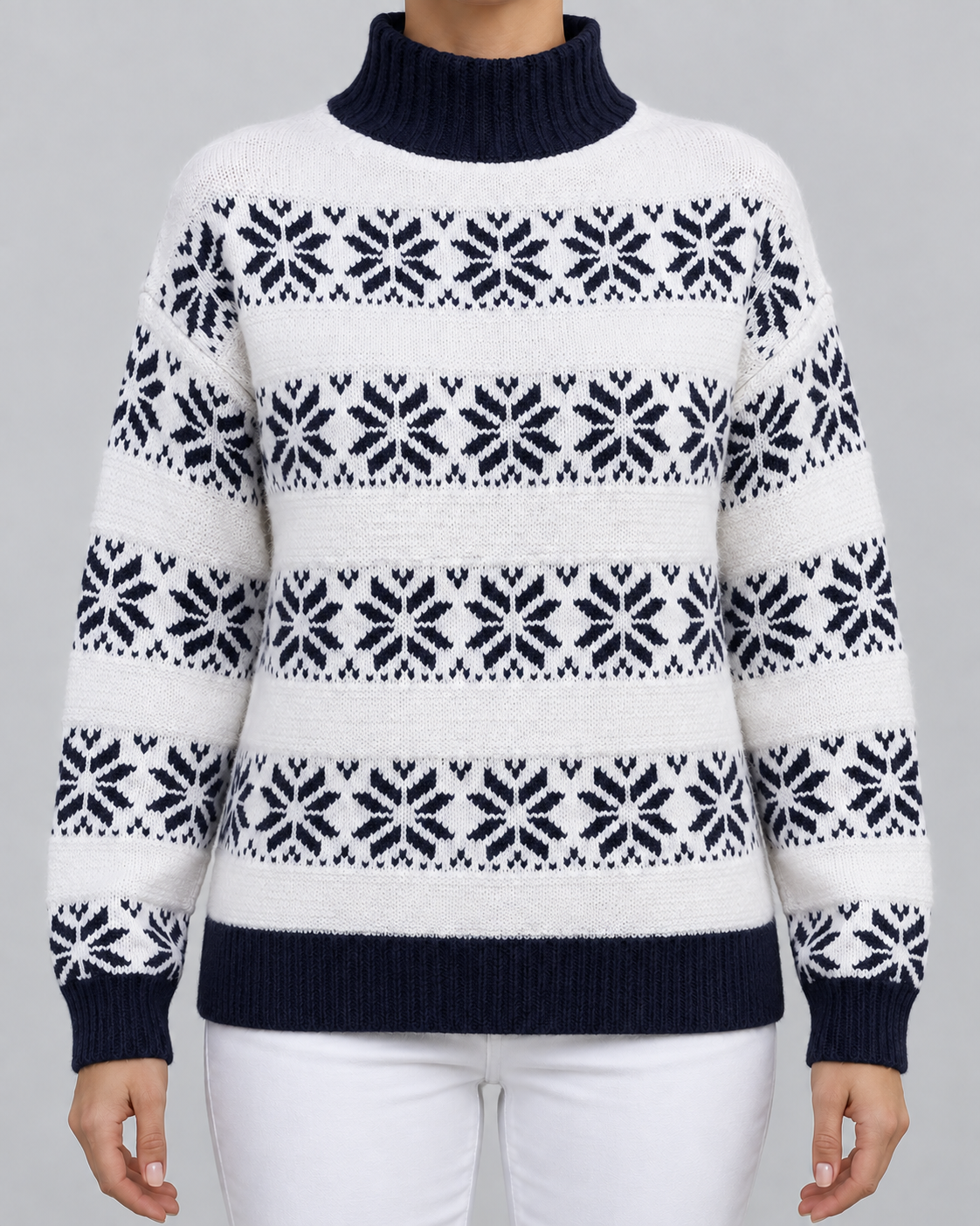 Women's Fair Isle Turtleneck Sweater - Snowflake Contrast Collar