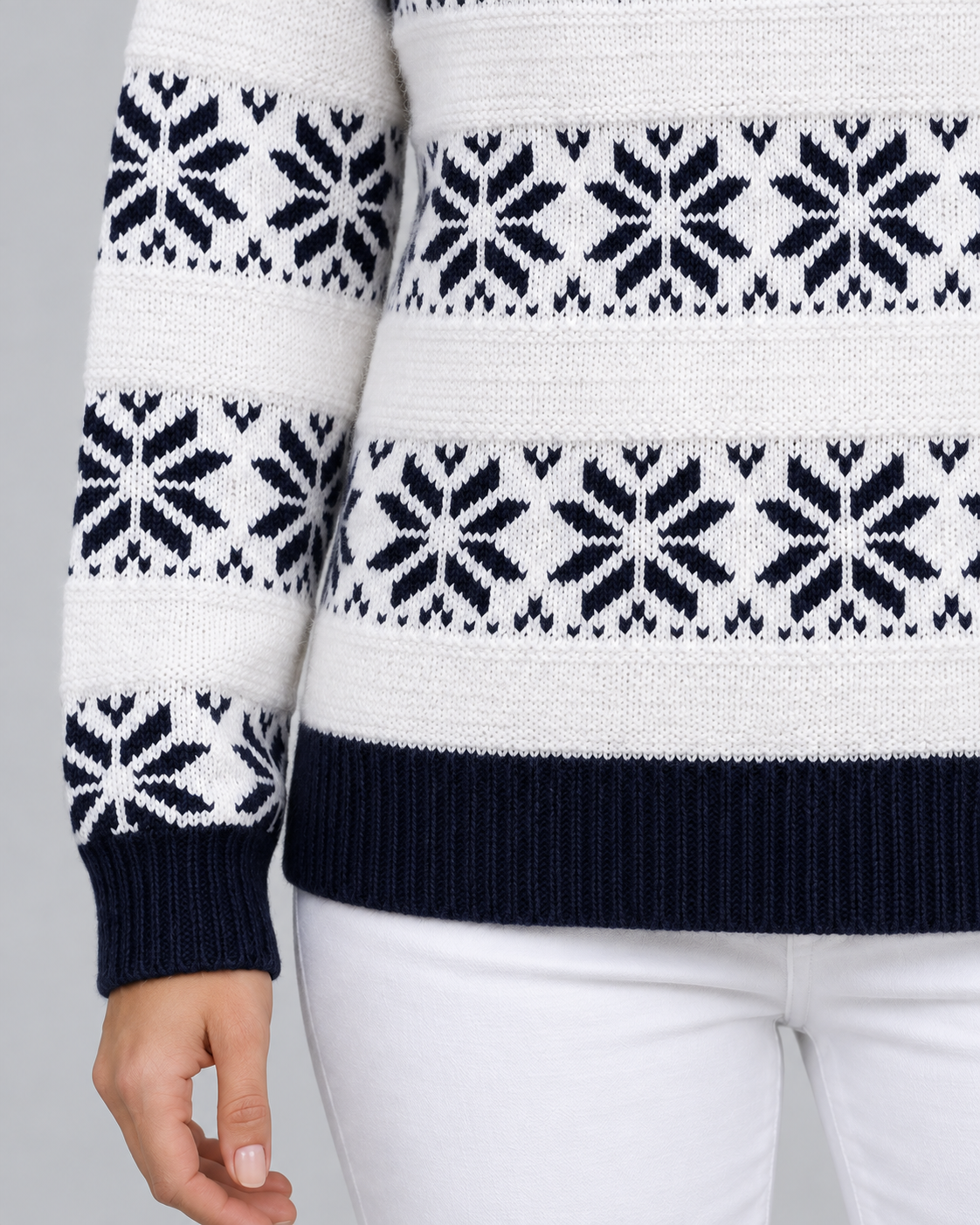 Women's Fair Isle Turtleneck Sweater - Snowflake Contrast Collar