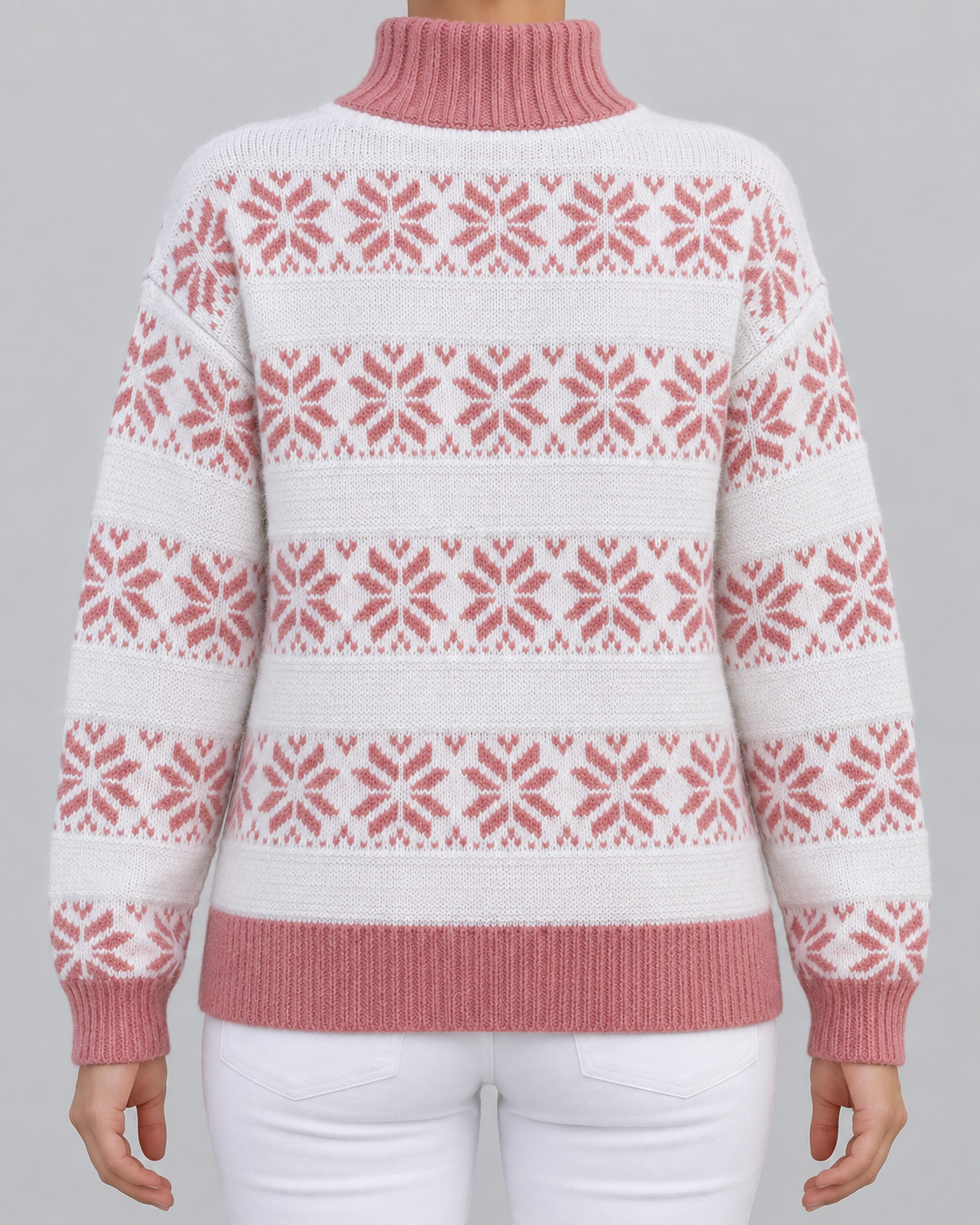 Women's Fair Isle Turtleneck Sweater - Snowflake Contrast Collar