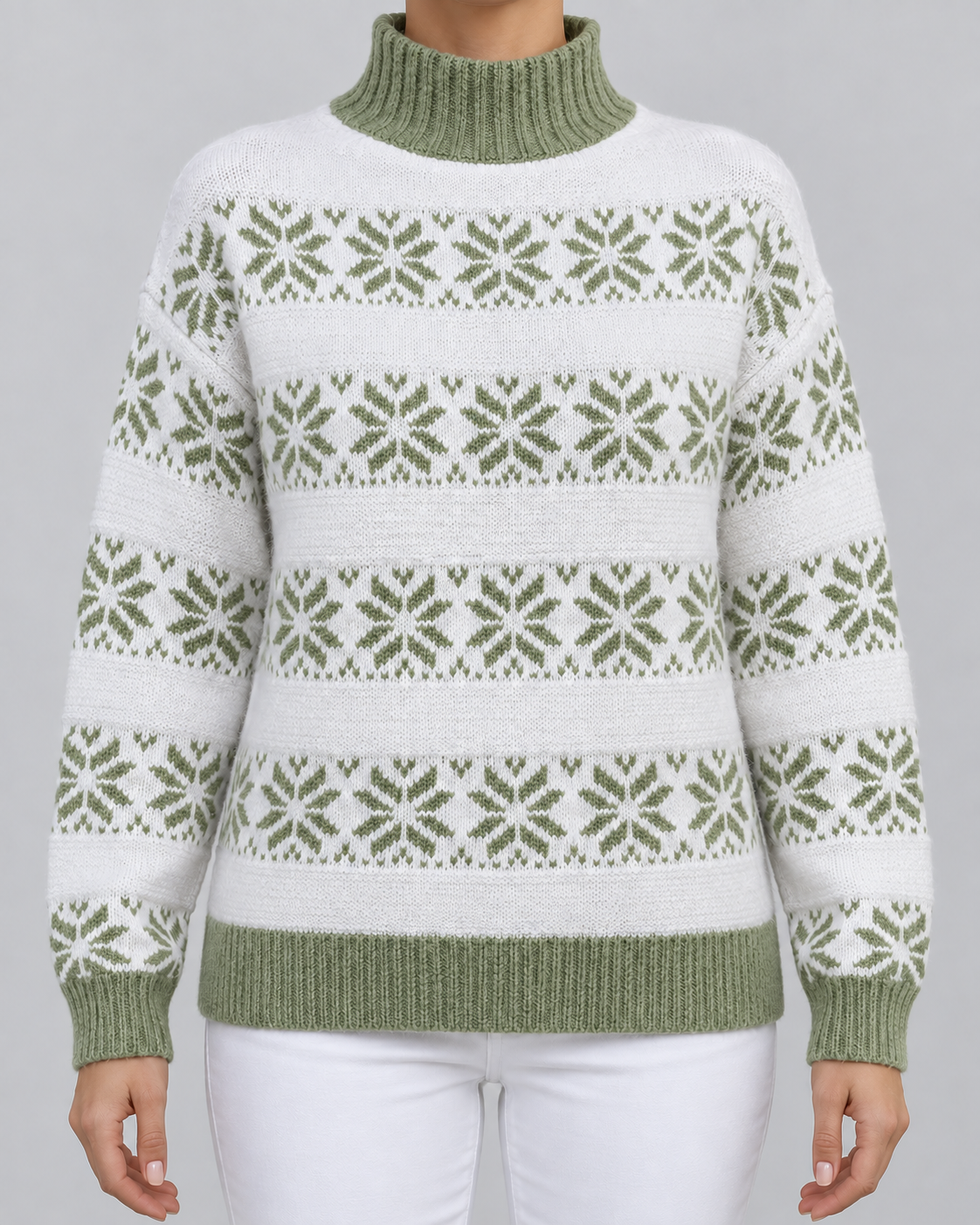 Women's Fair Isle Turtleneck Sweater - Snowflake Contrast Collar