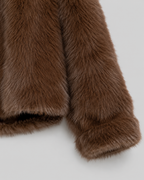 Women's Cropped Faux Fur Jacket with Wide Collar