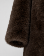 Women's Faux Fur Longline Coat with Wide Collar