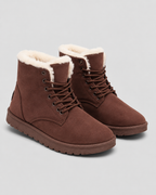 Women's Fur-Lined Ankle Boots - Suede-Look Winter Style