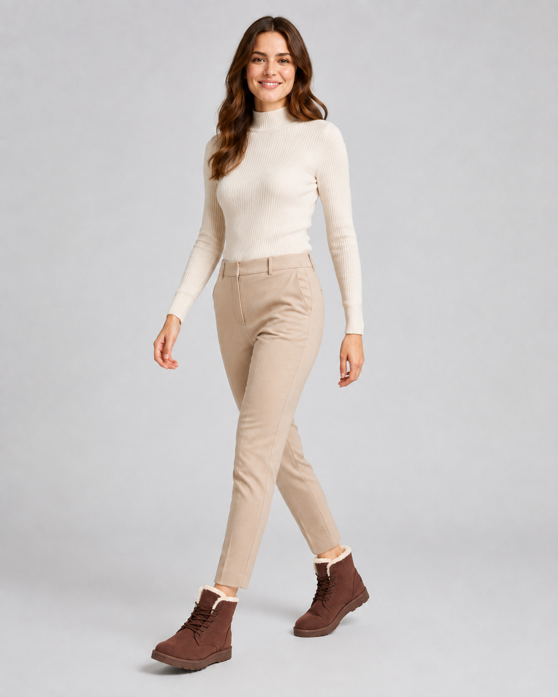 Women's Fur-Lined Ankle Boots - Suede-Look Winter Style