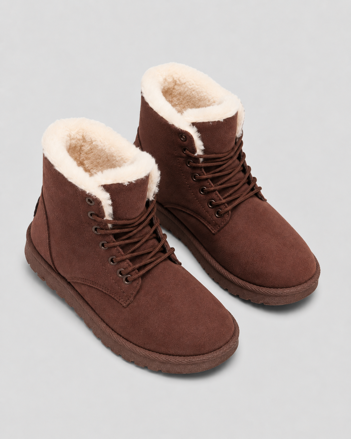 Women's Fur-Lined Ankle Boots - Suede-Look Winter Style