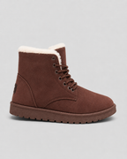 Women's Fur-Lined Ankle Boots - Suede-Look Winter Style