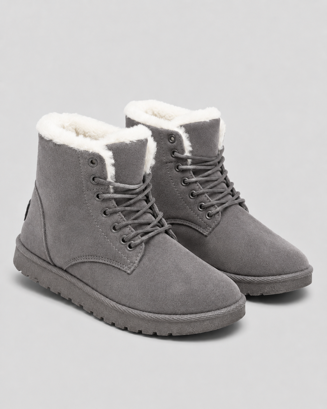 Women's Fur-Lined Ankle Boots - Suede-Look Winter Style
