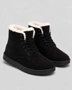 Women's Fur-Lined Ankle Boots - Suede-Look Winter Style