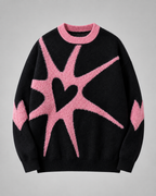 Women's Graphic Knit Sweater - Heart Streetwear