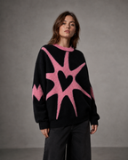Women's Graphic Knit Sweater - Heart Streetwear