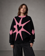 Women's Graphic Knit Sweater - Heart Streetwear