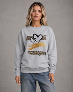 Women's Heart Leopard Sweatshirt - Drop Shoulder