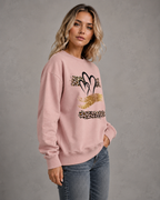 Women's Heart Leopard Sweatshirt - Drop Shoulder