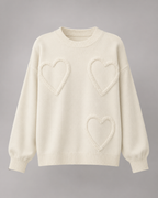 Women's Heart-Textured Drop-Shoulder Knit Sweater