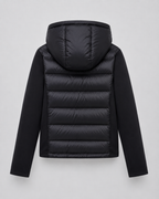 Women's Hooded Hybrid Puffer Jacket Padded Jersey Sleeve