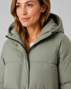 Women's Hooded Longline Padded Puffer Coat Mid-Length