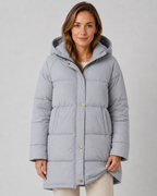 Women's Hooded Longline Padded Puffer Coat Mid-Length