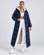 Women's Hooded Puffer Coat - Plush-Lined Maxi Length