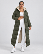 Women's Hooded Puffer Coat - Plush-Lined Maxi Length
