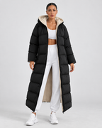 Women's Hooded Puffer Coat - Plush-Lined Maxi Length