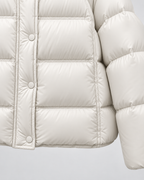 Women's Hooded Puffer Jacket - Cropped Funnel Neck Relaxed Fit