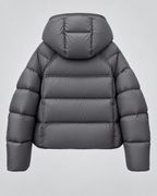 Women's Hooded Puffer Jacket - Cropped Funnel Neck Relaxed Fit