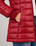 Women's Hooded Puffer Jacket - Quilted Plush-Lined Mid-Thigh