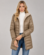 Women's Hooded Puffer Jacket - Quilted Plush-Lined Mid-Thigh