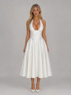 Women's Jacquard Halter Midi Dress