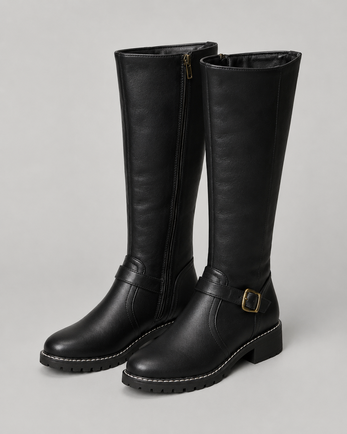 Women's Knee-High Buckle Boots