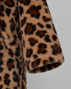 Women's Leopard Print Faux Fur Longline Coat