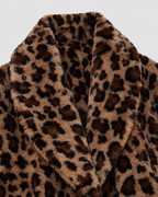 Women's Leopard Print Faux Fur Longline Coat