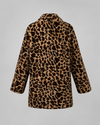 Women's Leopard Print Faux Fur Longline Coat