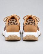 Women's Leopard Print Sneakers - Chunky Sole Lace-Up