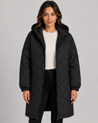 Women's Long Quilted Puffer Coat - Relaxed Fit