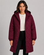 Women's Long Quilted Puffer Coat - Relaxed Fit