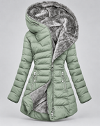 Women's Longline Quilted Coat - Faux Fur Hood