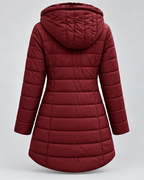 Women's Longline Quilted Coat - Faux Fur Hood