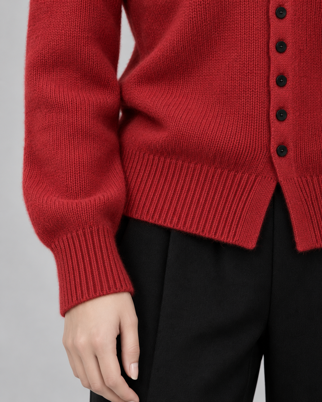 Women's Mock Neck Button Cardigan - Ribbed Knit