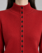 Women's Mock Neck Button Cardigan - Ribbed Knit