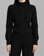 Women's Mock Neck Button Cardigan - Ribbed Knit