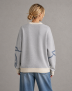 Women's Oversized Graphic Knit Sweater - Relaxed Fit