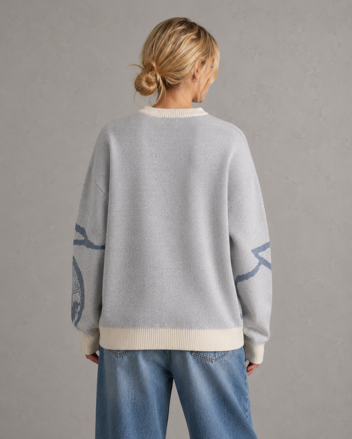 Women's Oversized Graphic Knit Sweater - Relaxed Fit