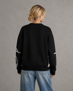 Women's Oversized Graphic Knit Sweater - Relaxed Fit