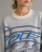 Women's Oversized Graphic Knit Sweater - Relaxed Fit