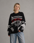 Women's Oversized Graphic Knit Sweater - Relaxed Fit