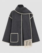 Women's Oversized Whipstitch Fringe Scarf Coat