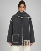 Women's Oversized Whipstitch Fringe Scarf Coat