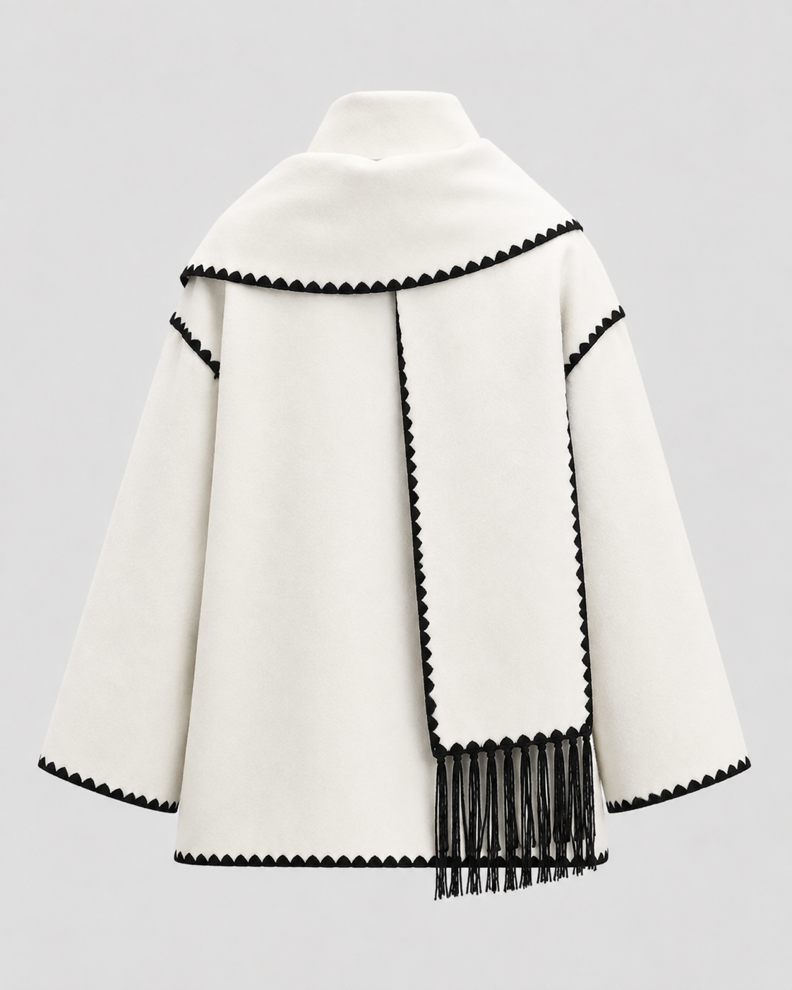 Women's Oversized Whipstitch Fringe Scarf Coat