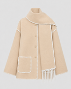 Women's Oversized Whipstitch Fringe Scarf Coat